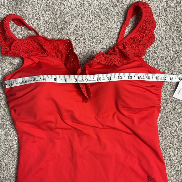 Draper James Ruffle V-Neck Floral One Piece Swimsuit Orange Sz 14 Beach Summer - Picture 9 of 10